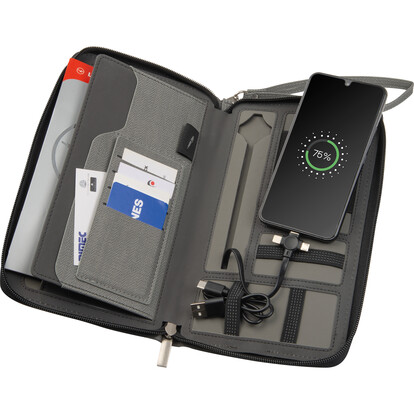 Reisemappe mit Powerbank Almeria,grau, A-Nr.: 012207 - 02