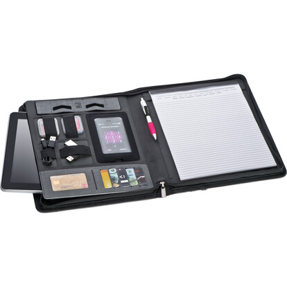 Schreibmappe mit Powerbank Elda,grau, A-Nr.: 012307 - 03