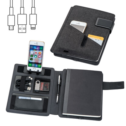 Powerbank Mappe Leno,schwarz, A-Nr.: 048603 - 01