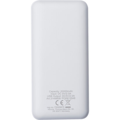 Powerbank 20.000mAh Cracow,weiss, A-Nr.: 149806 - 05