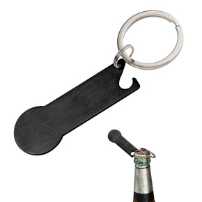 Metall-Schlüsselanhänger mit Einkaufschip Stickit, schwarz, A-Nr.: 158303 - 01