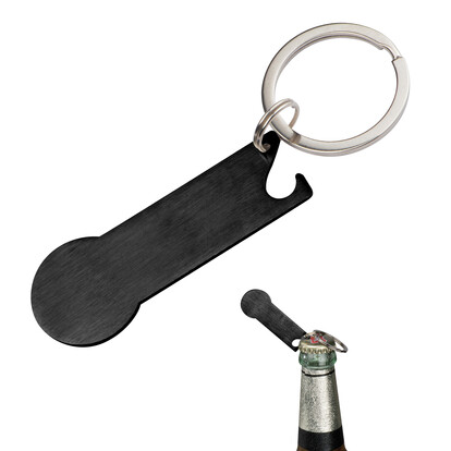 Schlüsselanhänger mit Einkaufschip Stickit,schwarz, A-Nr.: 158303 - 01