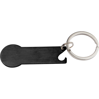 Metall-Schlüsselanhänger mit Einkaufschip Stickit, schwarz, A-Nr.: 158303 - 02 Metall-Schlüsselanhänger mit Einkaufschip Stickit, schwarz, A-Nr.: 158303 - 02