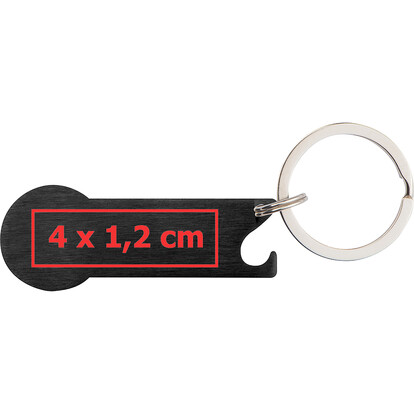 Schlüsselanhänger mit Einkaufschip Stickit,schwarz, A-Nr.: 158303 - 05