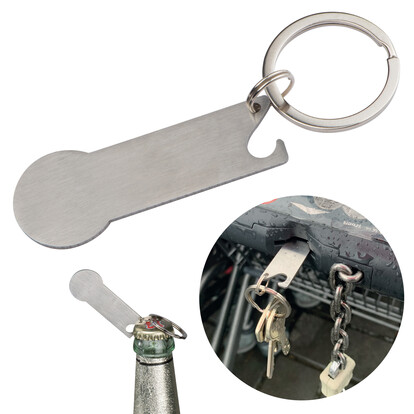 Metall-Schlüsselanhänger mit Einkaufschip Stickit, grau, A-Nr.: 158307 - 01 Metall-Schlüsselanhänger mit Einkaufschip Stickit, grau, A-Nr.: 158307 - 01