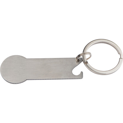 Metall-Schlüsselanhänger mit Einkaufschip Stickit, grau, A-Nr.: 158307 - 02 Metall-Schlüsselanhänger mit Einkaufschip Stickit, grau, A-Nr.: 158307 - 02