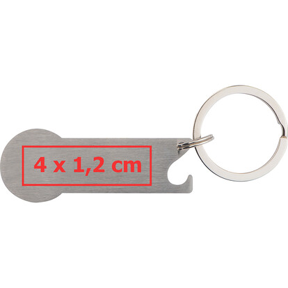 Metall-Schlüsselanhänger mit Einkaufschip Stickit, grau, A-Nr.: 158307 - 05 Metall-Schlüsselanhänger mit Einkaufschip Stickit, grau, A-Nr.: 158307 - 05