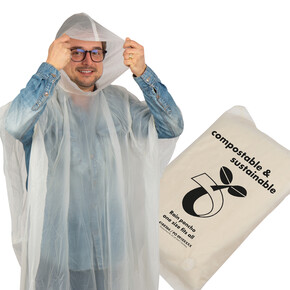 Kompostierbarer Regenponcho Fleurus,transparent, A-Nr.: 188266 - 01 Kompostierbarer Regenponcho Fleurus,transparent, A-Nr.: 188266 - 01
