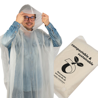 Kompostierbarer Regenponcho Fleurus,transparent, A-Nr.: 188266 - 01