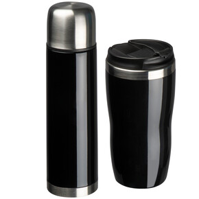 Set aus Isolierflasche und -becher Split,schwarz, A-Nr.: 269603 - 01 Set aus Isolierflasche und -becher Split,schwarz, A-Nr.: 269603 - 01