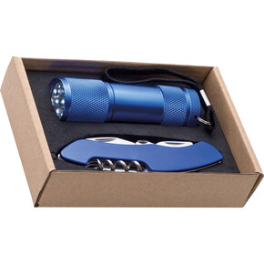 Set Taschenlampe & Taschenmesser Dover,blau, A-Nr.: 337204 - 01 Set Taschenlampe & Taschenmesser Dover,blau, A-Nr.: 337204 - 01