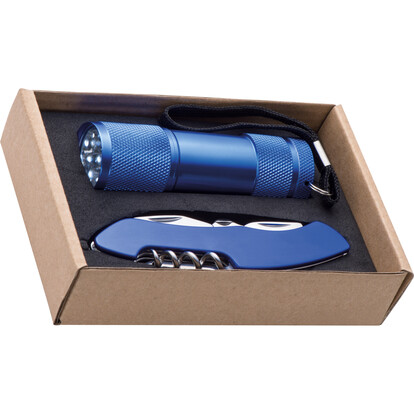 Set Taschenlampe &amp; Taschenmesser Dover,blau, A-Nr.: 337204 - 01