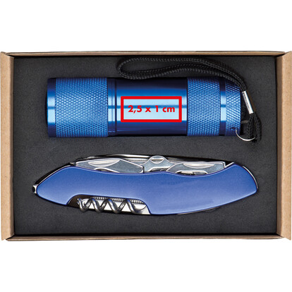 Set Taschenlampe &amp; Taschenmesser Dover,blau, A-Nr.: 337204 - 03