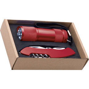 Set Taschenlampe & Taschenmesser Dover,rot, A-Nr.: 337205 - 01 Set Taschenlampe & Taschenmesser Dover,rot, A-Nr.: 337205 - 01