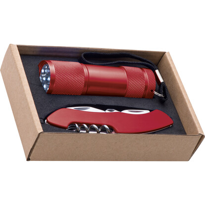 Set Taschenlampe &amp; Taschenmesser Dover,rot, A-Nr.: 337205 - 01