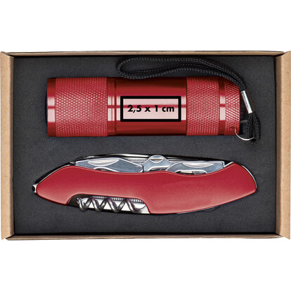 Set Taschenlampe &amp; Taschenmesser Dover,rot, A-Nr.: 337205 - 03