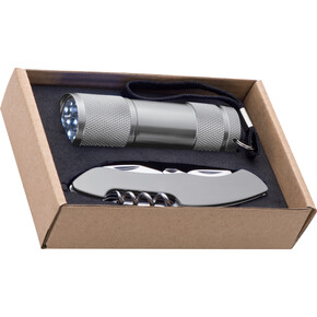 Set Taschenlampe & Taschenmesser Dover,grau, A-Nr.: 337207 - 01 Set Taschenlampe & Taschenmesser Dover,grau, A-Nr.: 337207 - 01