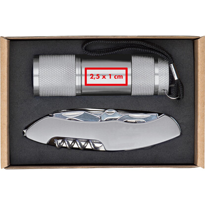 Set Taschenlampe &amp; Taschenmesser Dover,grau, A-Nr.: 337207 - 03