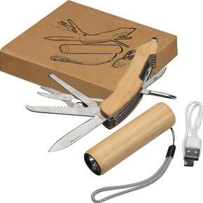 Set Taschenlampe/-messer Oldham,beige, A-Nr.: 379513 - 01 Set Taschenlampe/-messer Oldham,beige, A-Nr.: 379513 - 01