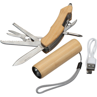 Set Taschenlampe/-messer Oldham,beige, A-Nr.: 379513 - 02