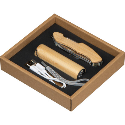 Set Taschenlampe/-messer Oldham,beige, A-Nr.: 379513 - 03
