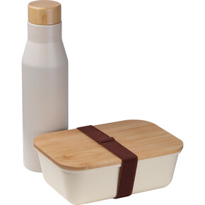 Set Lunchbox mit Edelstahlflasche Toronto,beige, A-Nr.: 485213 - 01 Set Lunchbox mit Edelstahlflasche Toronto,beige, A-Nr.: 485213 - 01