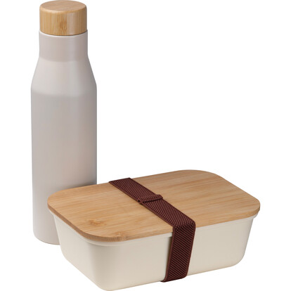 Set Lunchbox mit Edelstahlflasche Toronto,beige, A-Nr.: 485213 - 01