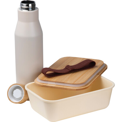 Set Lunchbox mit Edelstahlflasche Toronto,beige, A-Nr.: 485213 - 02