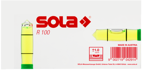 SOLA R 100 Mini-Wasserwaage – einseitig vollfarbig bedruckt mit Ihrem Logo, A-Nr.: SO-1622105 - 02