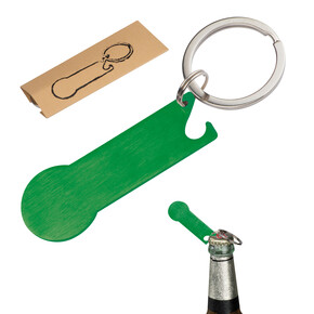 Metall-Schlüsselanhänger mit Einkaufschip Stickit, grün, A-Nr.: 158309 - 01