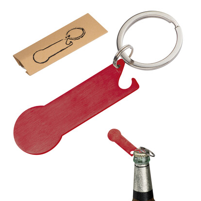 Metall-Schlüsselanhänger mit Einkaufschip Stickit, rot, A-Nr.: 158305 - 01 Metall-Schlüsselanhänger mit Einkaufschip Stickit, rot, A-Nr.: 158305 - 01