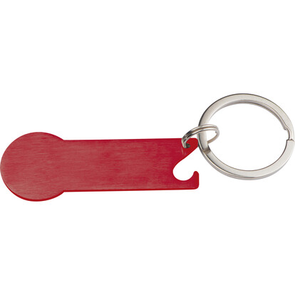 Metall-Schlüsselanhänger mit Einkaufschip Stickit, rot, A-Nr.: 158305 - 02 Metall-Schlüsselanhänger mit Einkaufschip Stickit, rot, A-Nr.: 158305 - 02