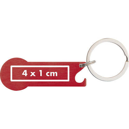 Metall-Schlüsselanhänger mit Einkaufschip Stickit, rot, A-Nr.: 158305 - 04 Metall-Schlüsselanhänger mit Einkaufschip Stickit, rot, A-Nr.: 158305 - 04