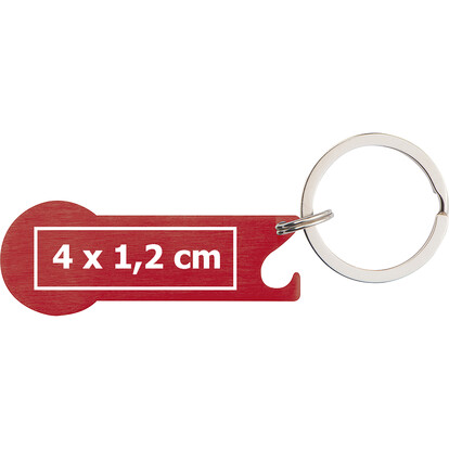 Metall-Schlüsselanhänger mit Einkaufschip Stickit, rot, A-Nr.: 158305 - 05 Metall-Schlüsselanhänger mit Einkaufschip Stickit, rot, A-Nr.: 158305 - 05
