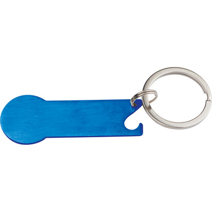 Metall-Schlüsselanhänger mit Einkaufschip Stickit, blau, A-Nr.: 158304 - 02 Metall-Schlüsselanhänger mit Einkaufschip Stickit, blau, A-Nr.: 158304 - 02