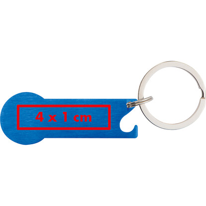 Metall-Schlüsselanhänger mit Einkaufschip Stickit, blau, A-Nr.: 158304 - 04 Metall-Schlüsselanhänger mit Einkaufschip Stickit, blau, A-Nr.: 158304 - 04