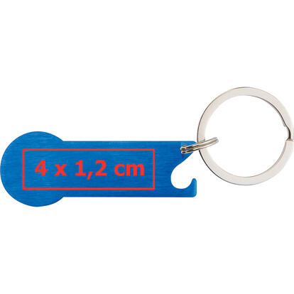 Metall-Schlüsselanhänger mit Einkaufschip Stickit, blau, A-Nr.: 158304 - 05 Metall-Schlüsselanhänger mit Einkaufschip Stickit, blau, A-Nr.: 158304 - 05
