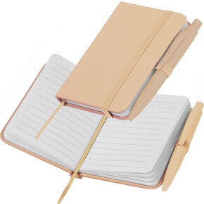 A7 Notizbuch mit Kugelschreiber San Antonio, beige, A-Nr.: 556213 - 01