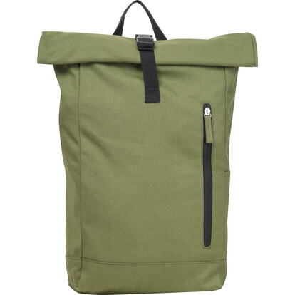 Recycelter Baumwoll-Rucksack Woodstock, olivgrün, A-Nr.: 563619 - 03